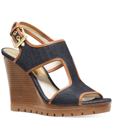 michael kors sandals wedges|michael kors denim wedges.